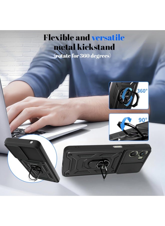 Phone Cover for Motorola G06/ Motorola G06 Power with Slide Camera Cover Drop Protective Phone Case with Magnetic Car Mount Holder - Image 5